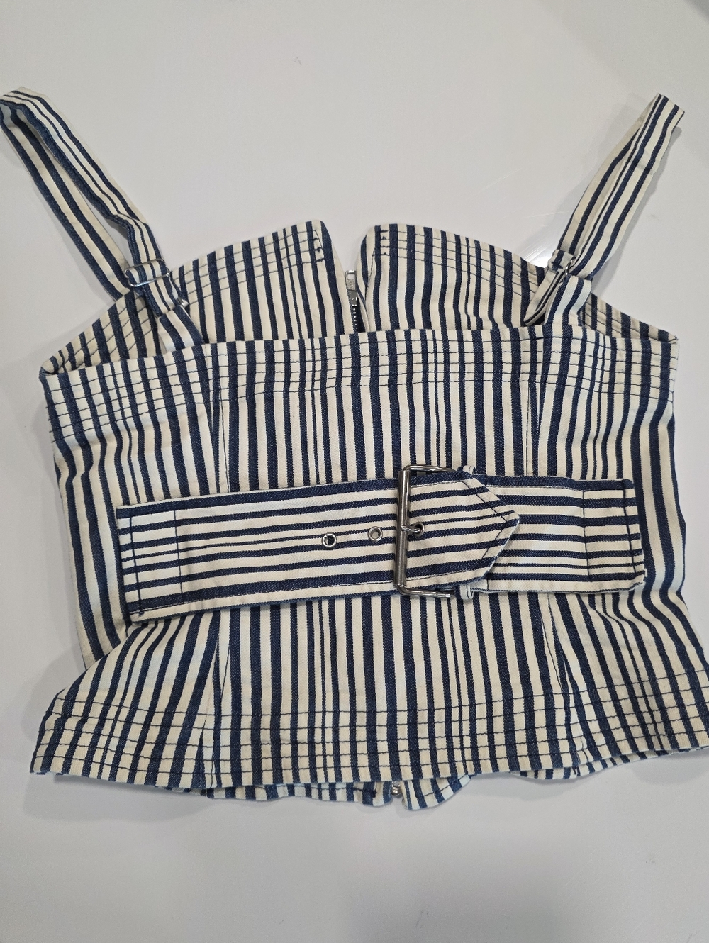 Isabel de Pedro Spain Striped Stretch Denim Corset & Bolero Set US 4 - Picture 9 of 16